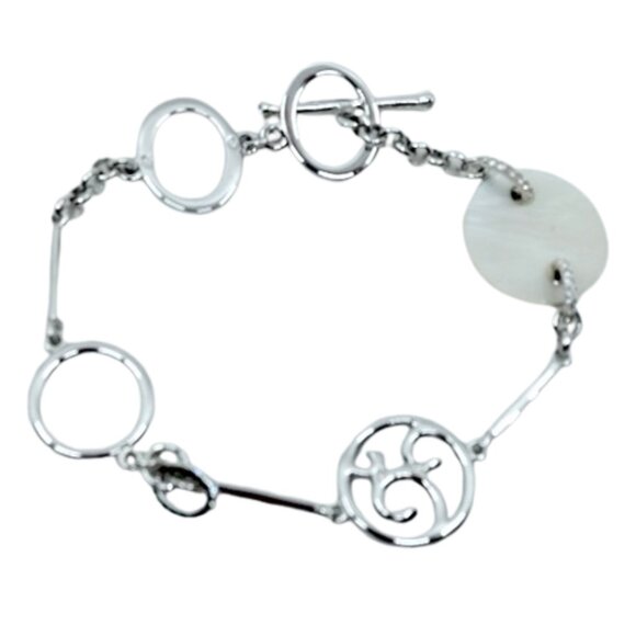 SWAROVSKI~Swan Signed~CRYSTAL CIRCLES SILVER TONE TOGGLE BRACELET~LIKE NEW - Picture 4 of 4